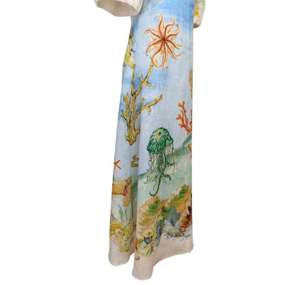 ALEMAIS + Sam Pauletto Emerald Cove linen-gauze midi dress US 4 - Picture 9 of 9